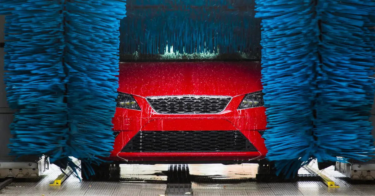 car going through automatic car wash