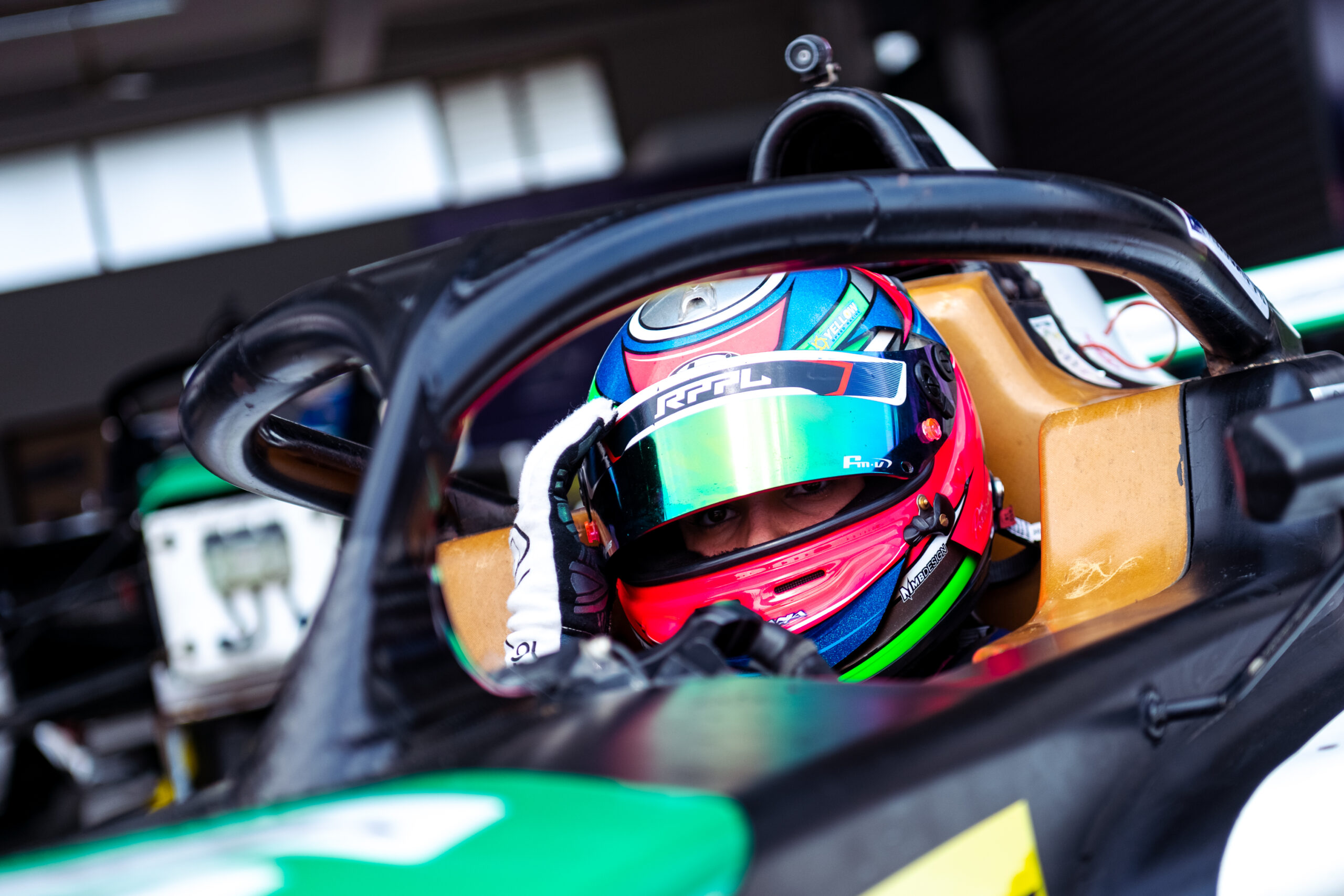 Paige Raddatz helmet detail