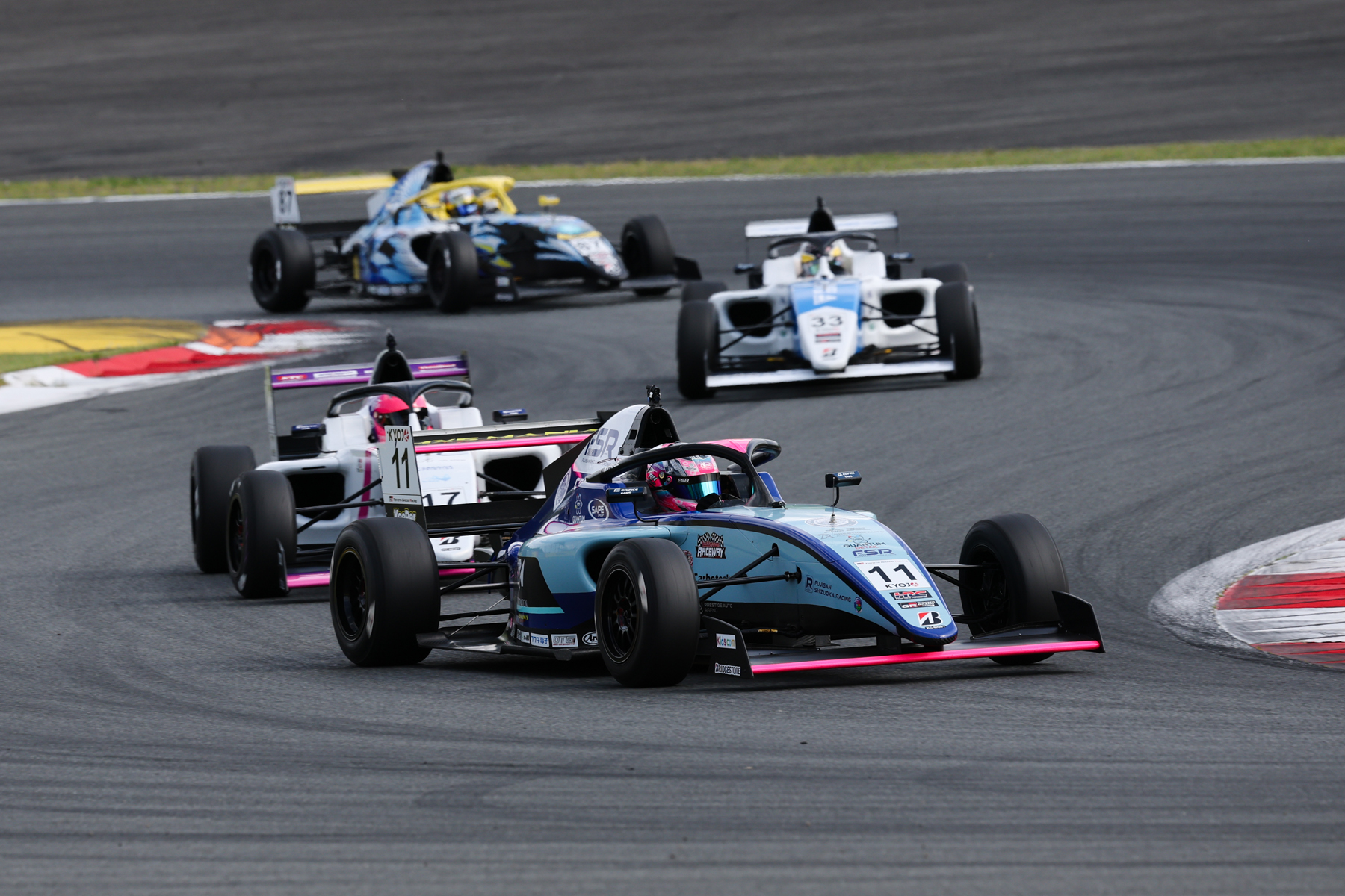 Paige Raddatz car #11 racing wheel to wheel at Fuji Speedway — 2026 KYOJO CUP Sprint race